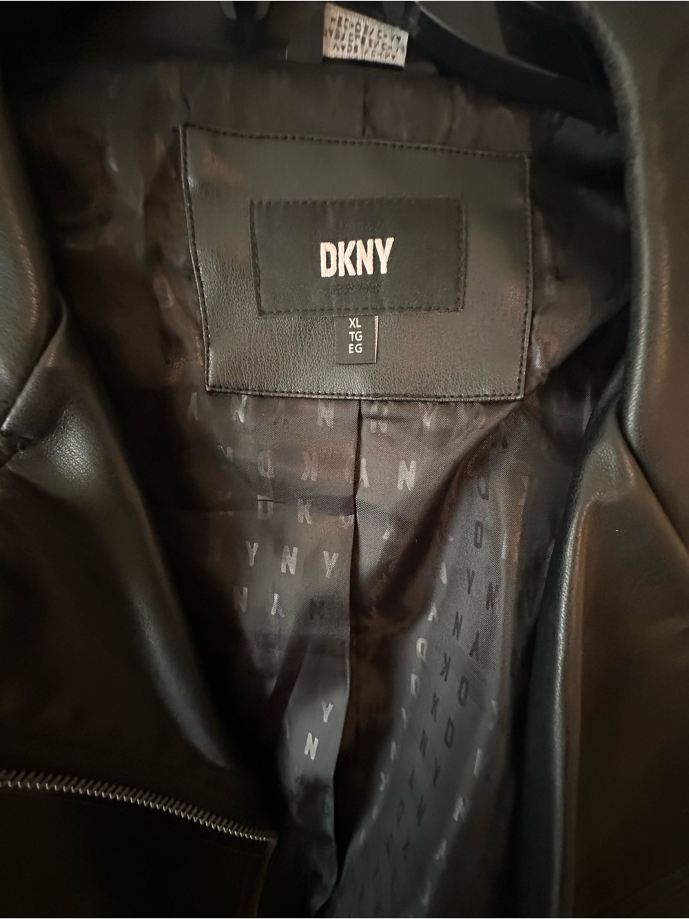 DKNY Women's Black Faux Leather Jacket - Classic Moto Style